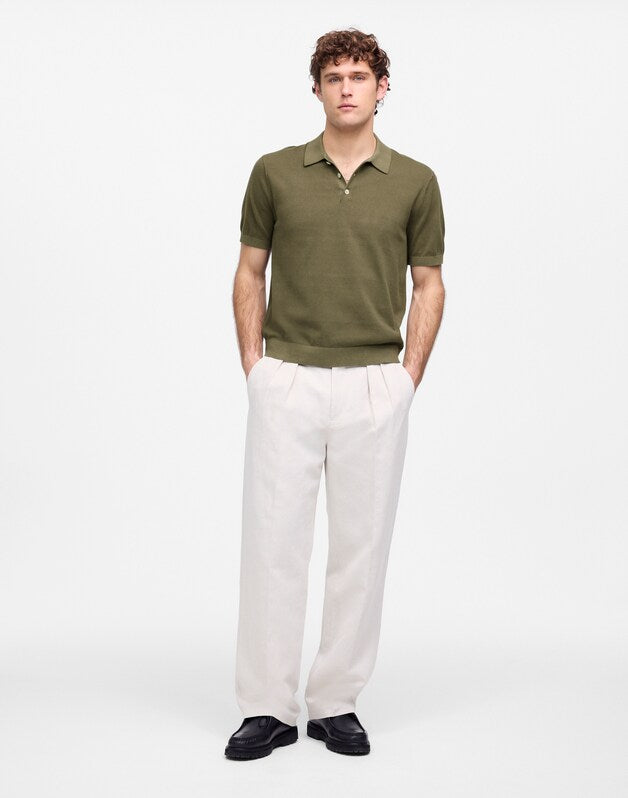 Three-Button Sweater Polo in Garment Dye PRESSED SAGE