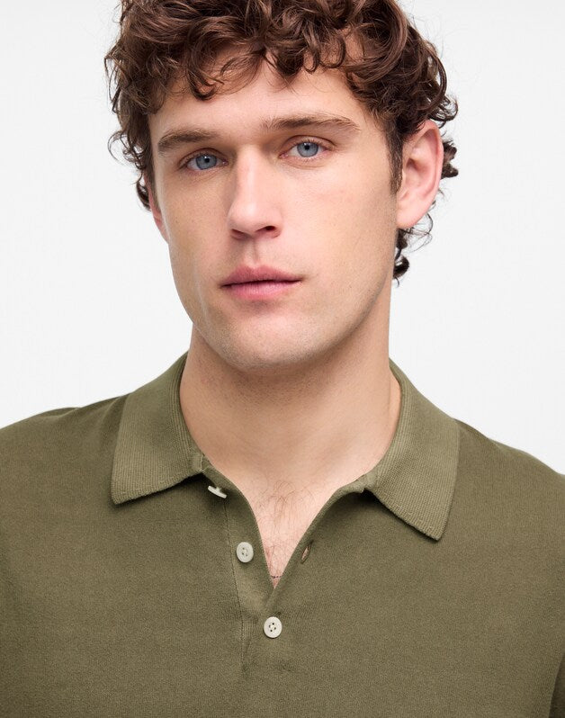 Three-Button Sweater Polo in Garment Dye PRESSED SAGE