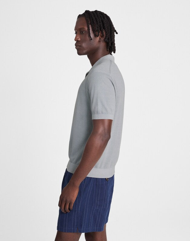 Three-Button Sweater Polo in Garment Dye SOLSTICE