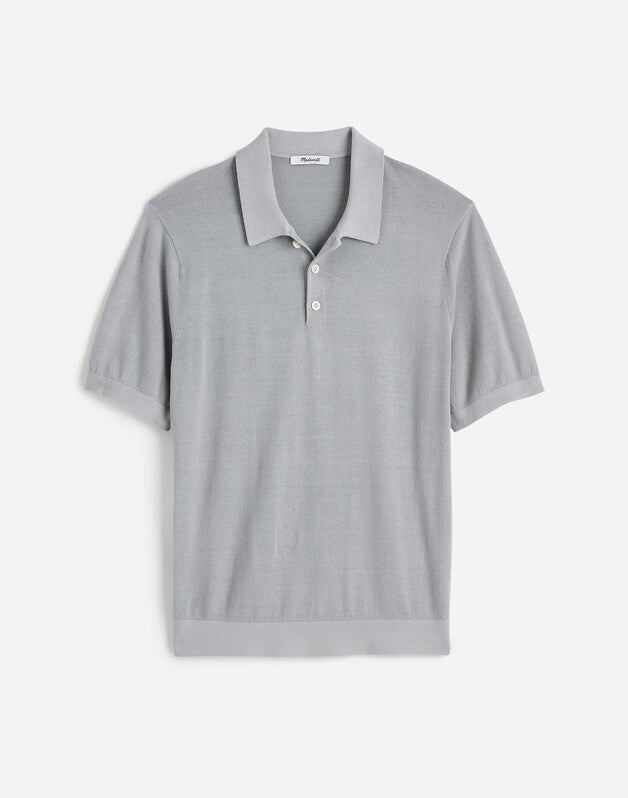 Three-Button Sweater Polo in Garment Dye SOLSTICE