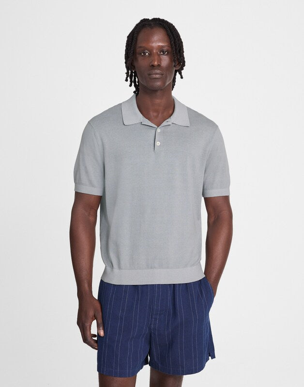 Three-Button Sweater Polo in Garment Dye SOLSTICE