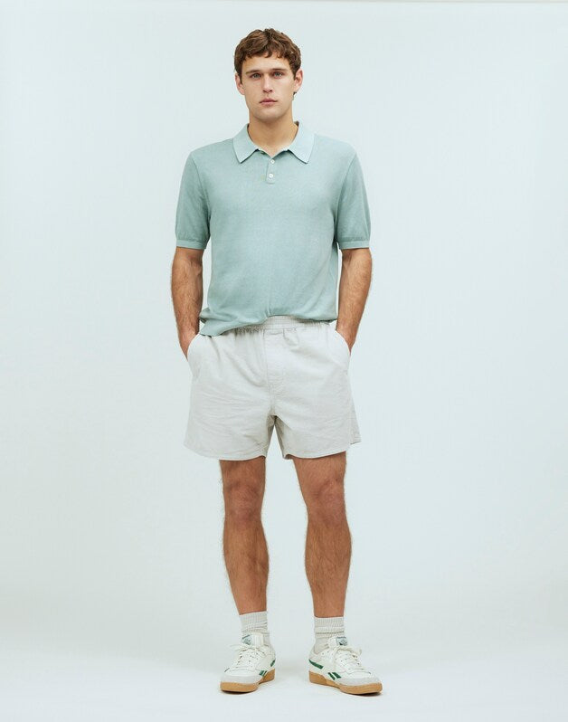 Three-Button Sweater Polo in Garment Dye POROUS GREY