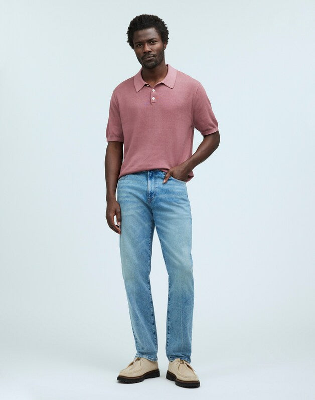 Three-Button Sweater Polo in Garment Dye FROSTY MAUVE