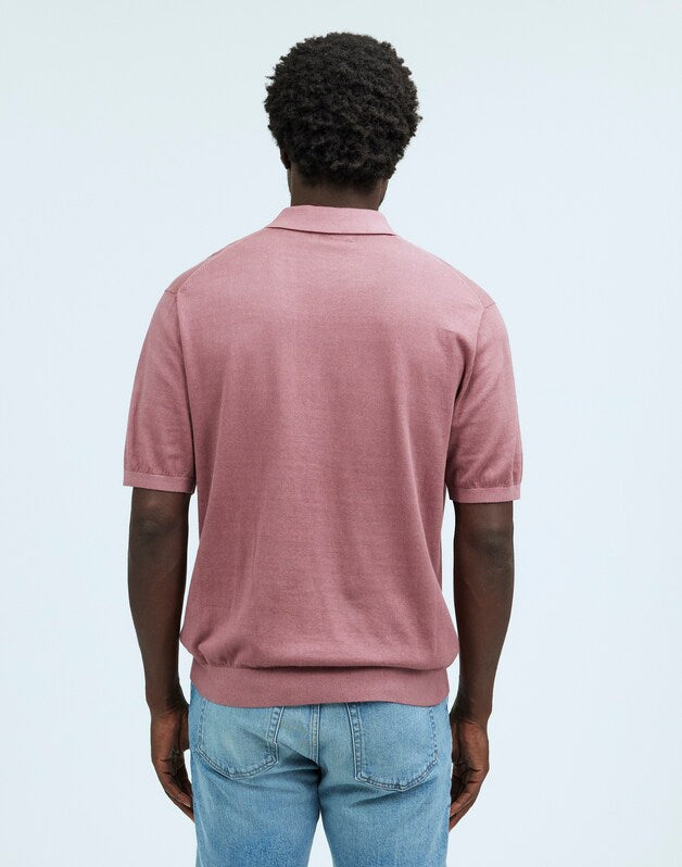 Three-Button Sweater Polo in Garment Dye FROSTY MAUVE