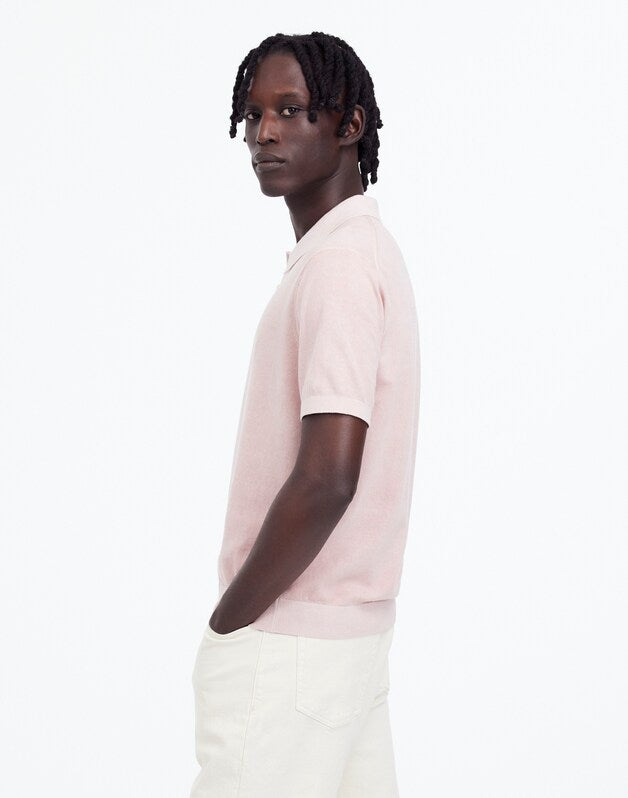 Three-Button Sweater Polo in Garment Dye WISTERIA DOVE