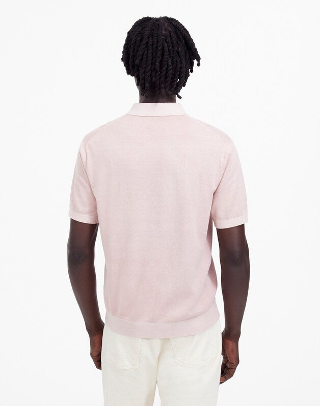 Three-Button Sweater Polo in Garment Dye WISTERIA DOVE