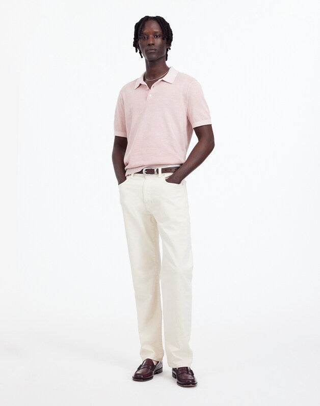 Three-Button Sweater Polo in Garment Dye WISTERIA DOVE