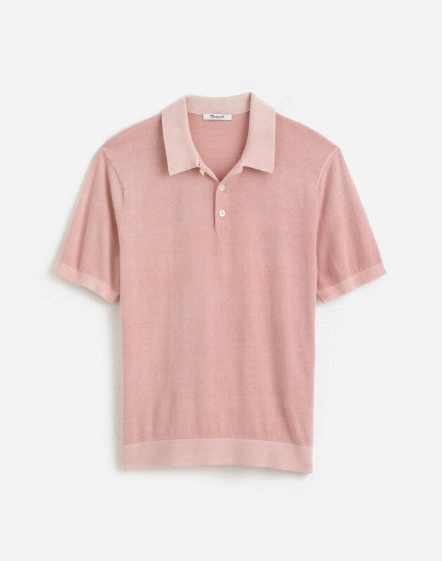Three-Button Sweater Polo in Garment Dye WISTERIA DOVE
