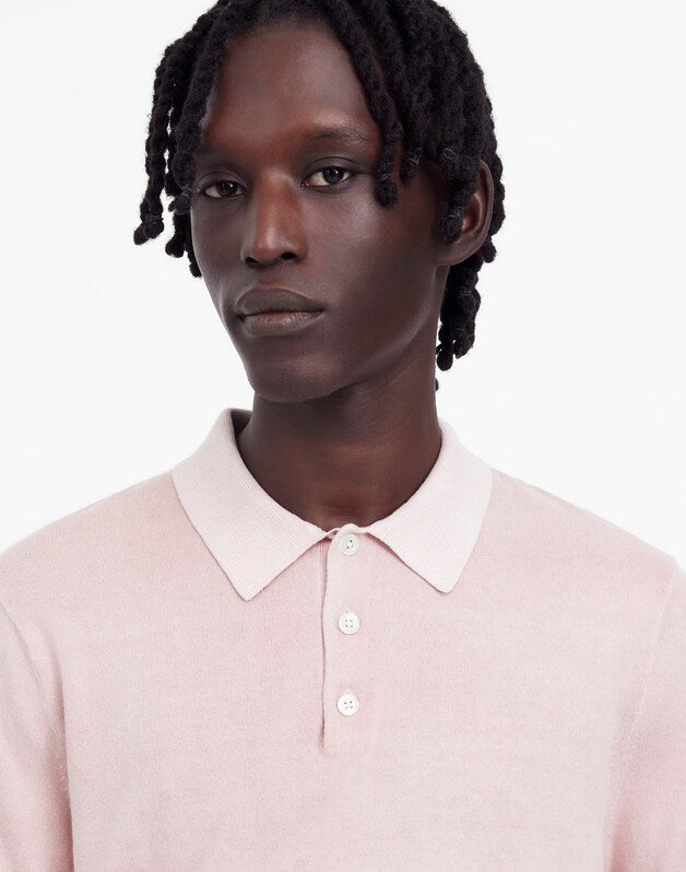 Three-Button Sweater Polo in Garment Dye WISTERIA DOVE