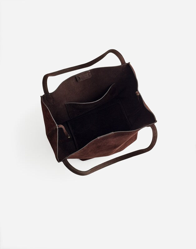 The Shopper Tote in Soft Grain Suede DARK CAROB