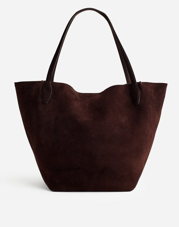 The Shopper Tote in Soft Grain Suede DARK CAROB