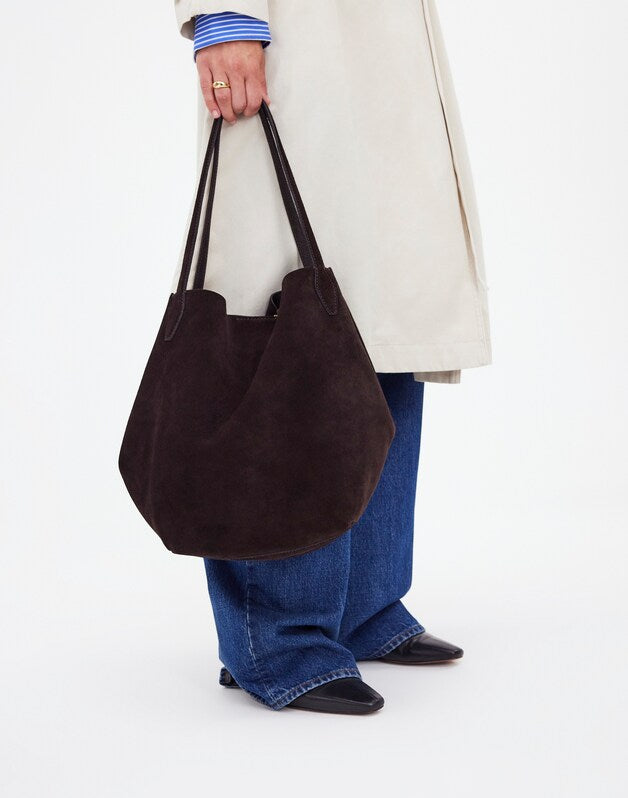 The Shopper Tote in Soft Grain Suede DARK CAROB