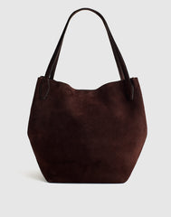 The Shopper Tote in Soft Grain Suede DARK CAROB