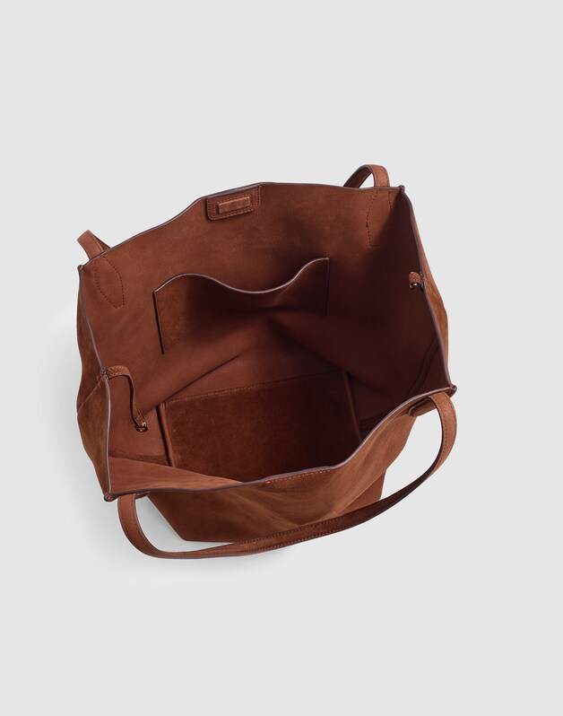 The Shopper Tote in Soft Grain Suede SOFT MAHOGANY
