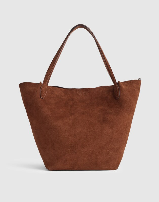 The Shopper Tote in Soft Grain Suede SOFT MAHOGANY