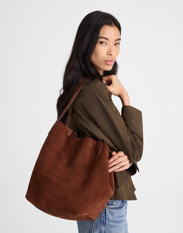The Shopper Tote in Soft Grain Suede SOFT MAHOGANY