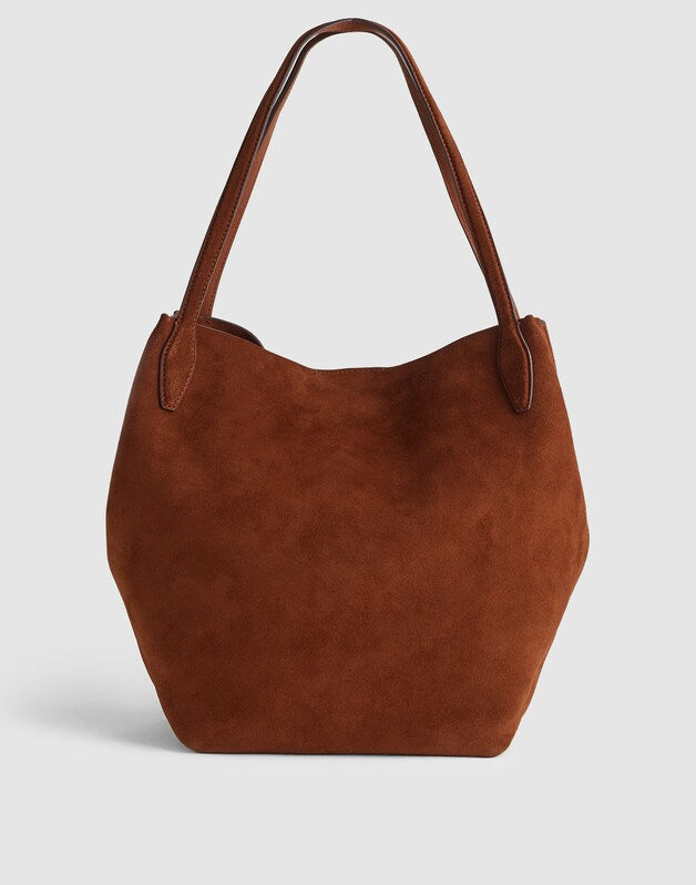 The Shopper Tote in Soft Grain Suede SOFT MAHOGANY