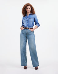 The Petite Curvy Perfect Vintage Wide-Leg Jean in Enmore Wash ENMORE WASH