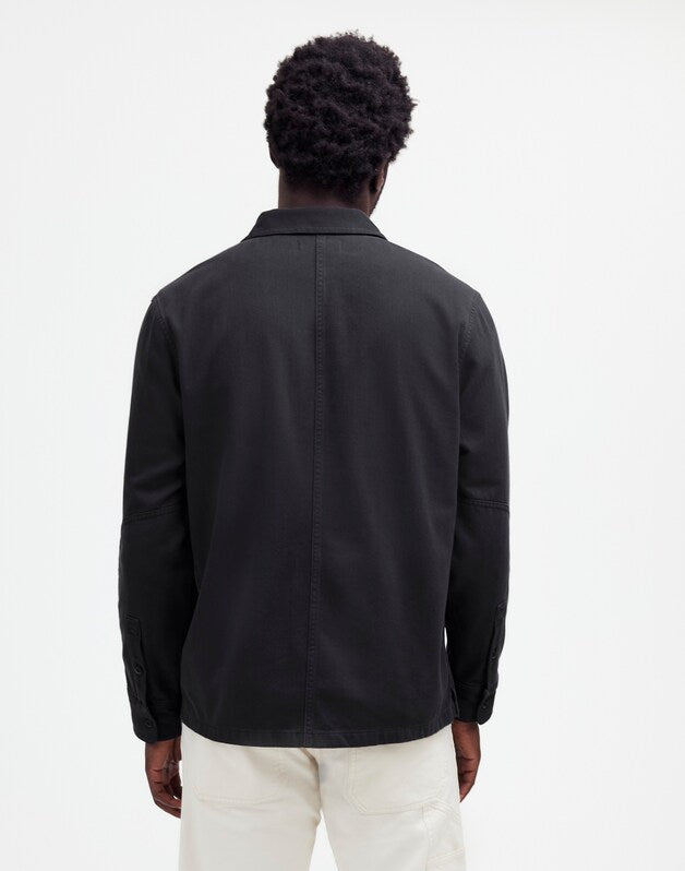 Garment-Dyed Straight-Hem Work Shirt BLACK COAL