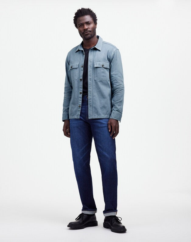 Garment-Dyed Straight-Hem Work Shirt STONEWASH BLUE