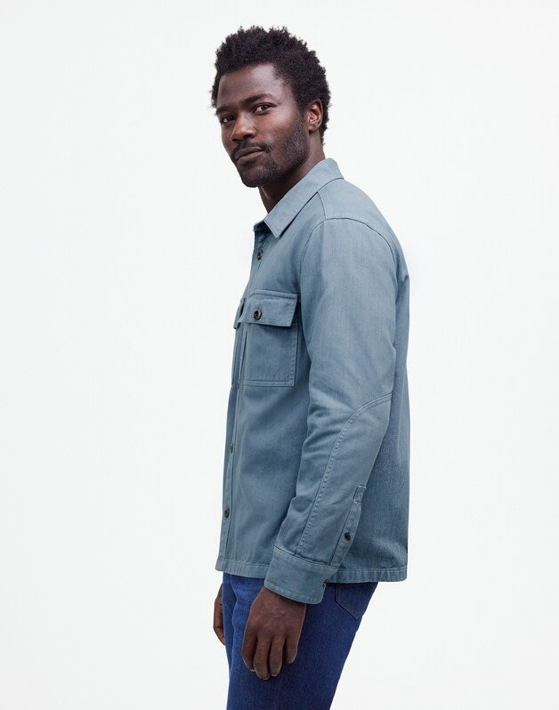 Garment-Dyed Straight-Hem Work Shirt STONEWASH BLUE