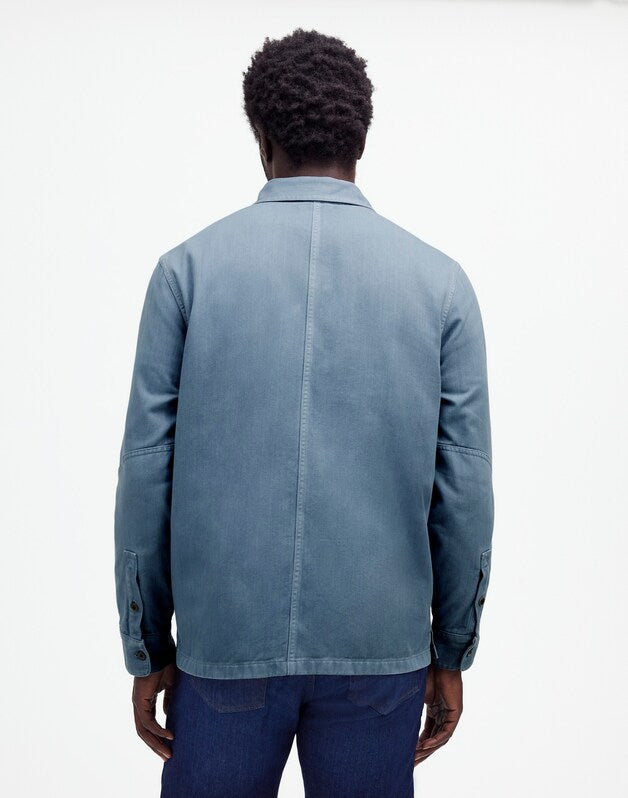 Garment-Dyed Straight-Hem Work Shirt STONEWASH BLUE