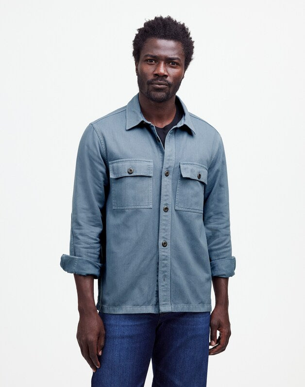 Garment-Dyed Straight-Hem Work Shirt STONEWASH BLUE