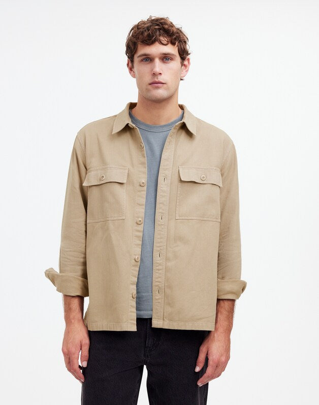 Garment-Dyed Straight-Hem Work Shirt DRIFTWOOD