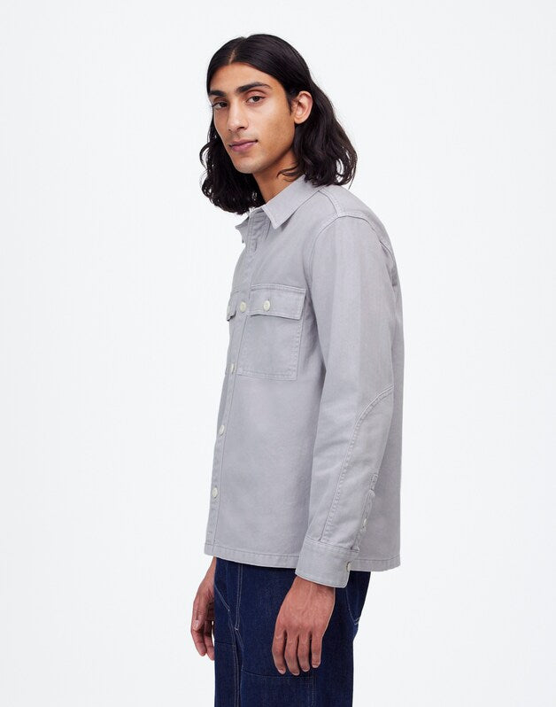 Garment-Dyed Straight-Hem Work Shirt FADED LAVENDER