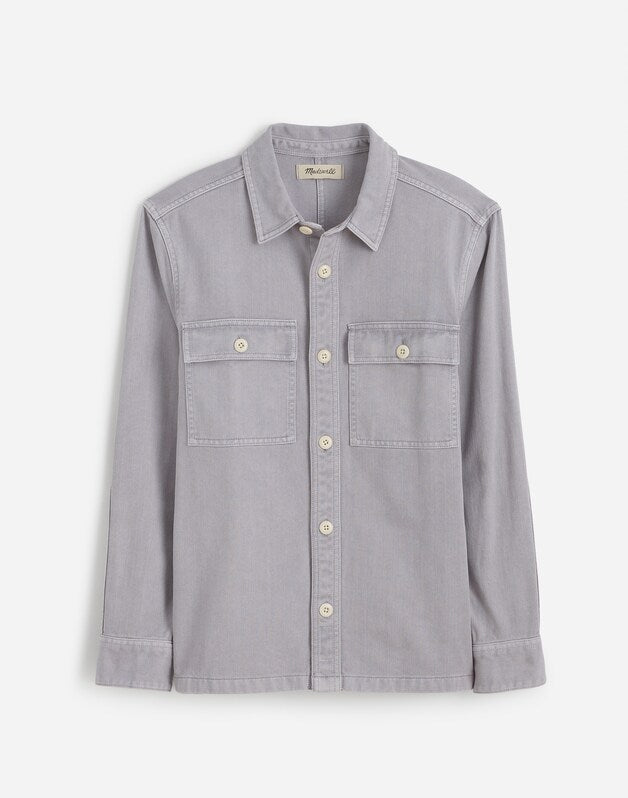 Garment-Dyed Straight-Hem Work Shirt FADED LAVENDER