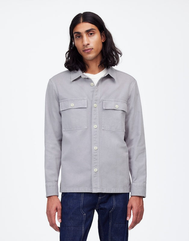 Garment-Dyed Straight-Hem Work Shirt FADED LAVENDER