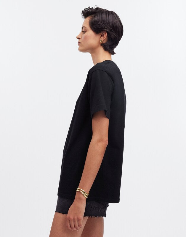 Cotton Relaxed Oversized Tee JET BLACK
