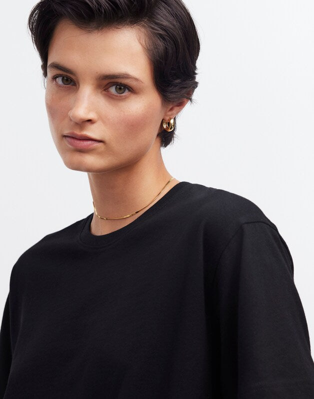 Cotton Relaxed Oversized Tee JET BLACK