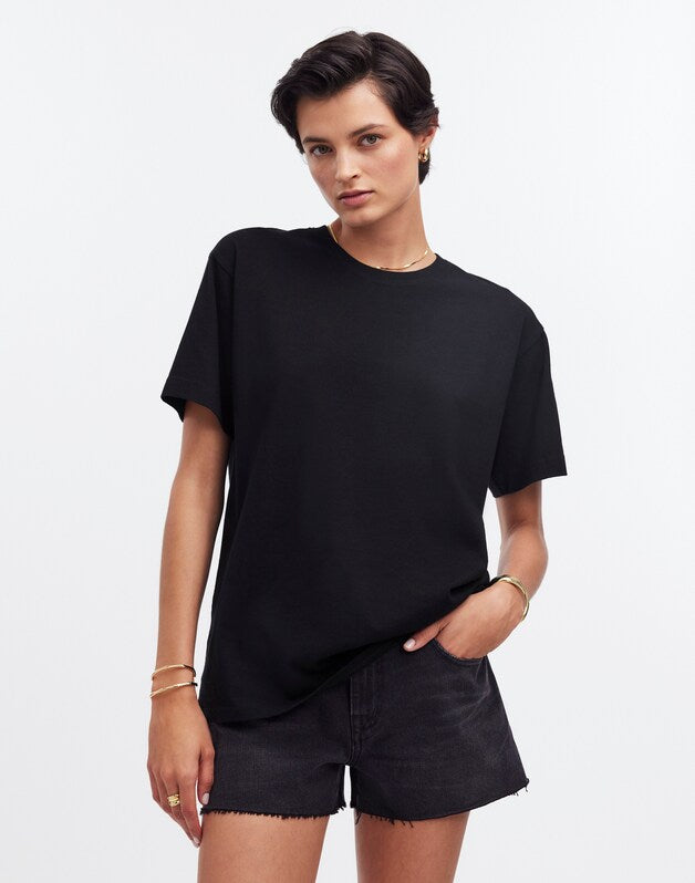 Cotton Relaxed Oversized Tee JET BLACK