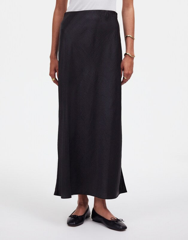 Satin Maxi Slip Skirt TRUE BLACK