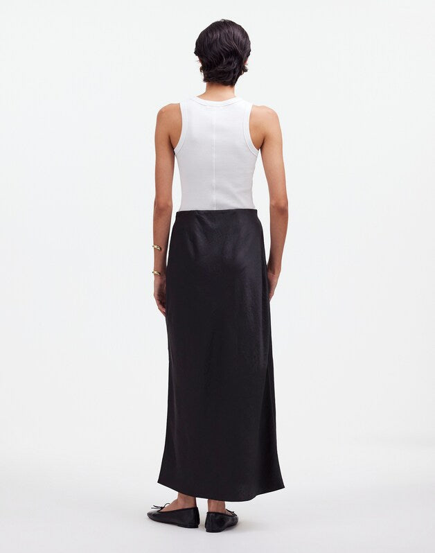 Satin Maxi Slip Skirt TRUE BLACK