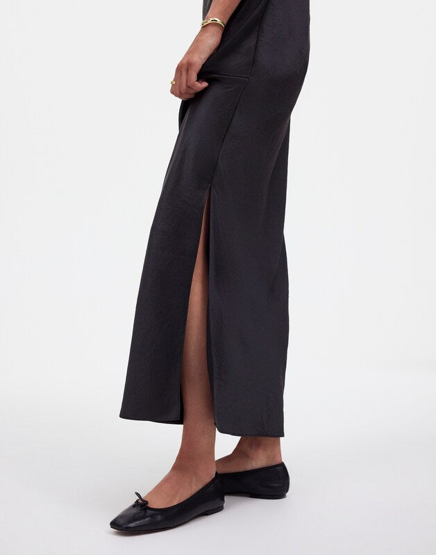 Satin Maxi Slip Skirt TRUE BLACK