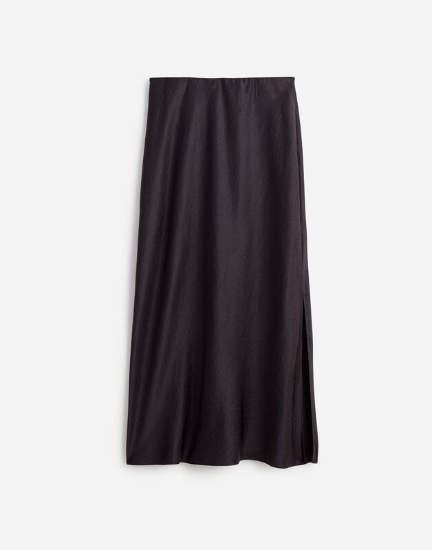 Satin Maxi Slip Skirt TRUE BLACK