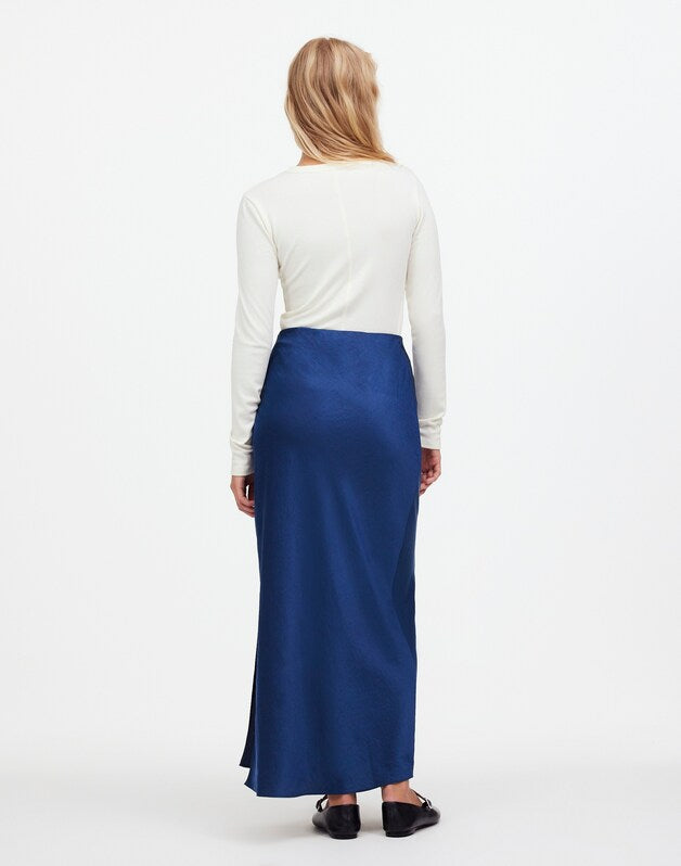 Satin Maxi Slip Skirt DEEP COBALT