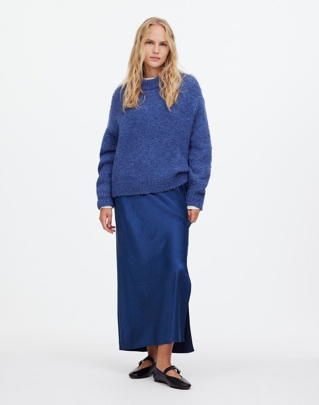 Satin Maxi Slip Skirt DEEP COBALT