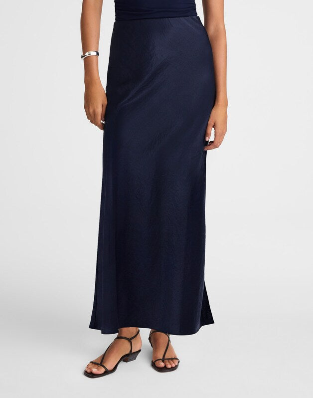 Satin Maxi Slip Skirt JUNIPER BERRY