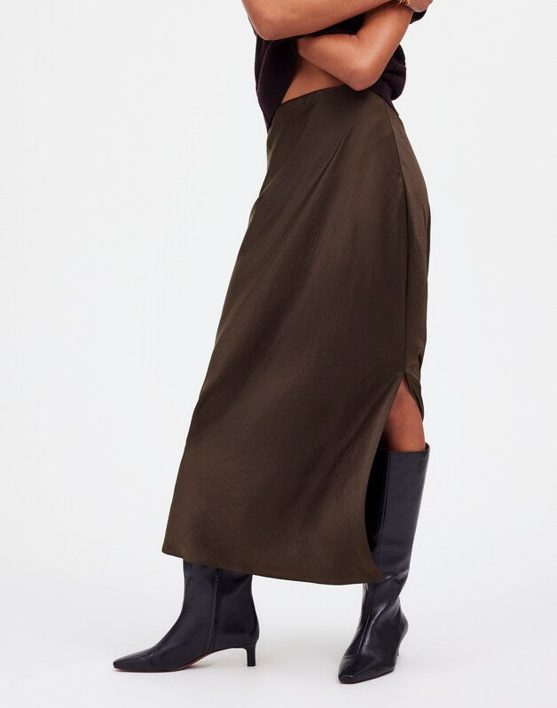 Satin Maxi Slip Skirt DARK CAROB