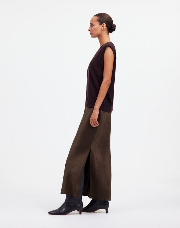 Satin Maxi Slip Skirt DARK CAROB