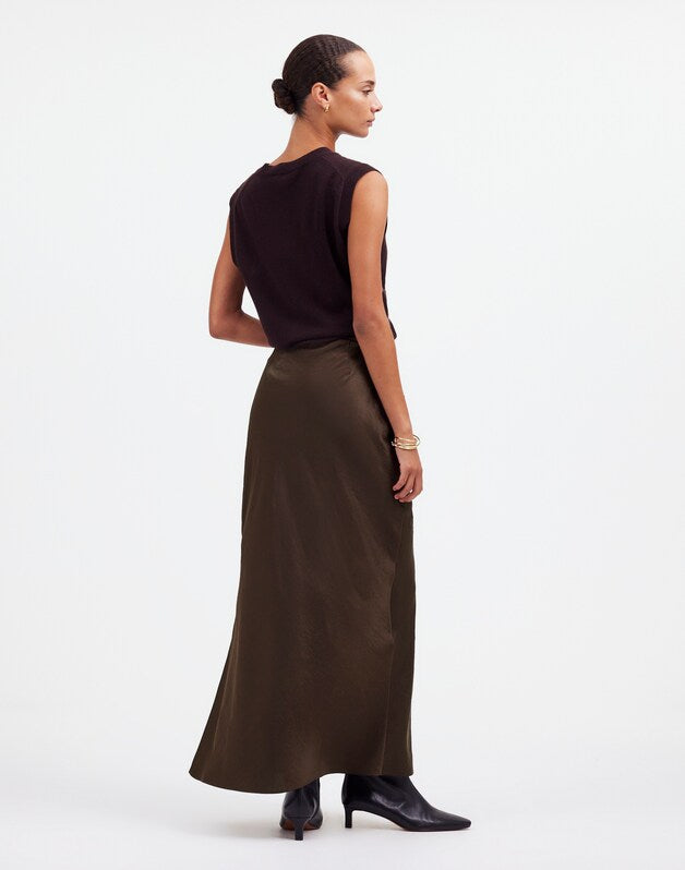 Satin Maxi Slip Skirt DARK CAROB