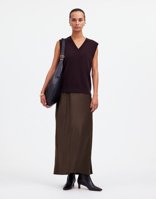 Satin Maxi Slip Skirt DARK CAROB