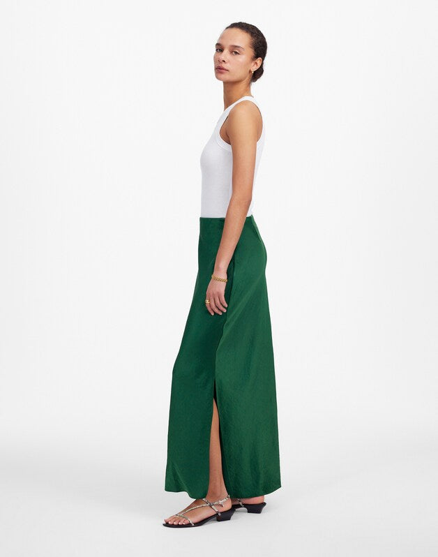 Satin Maxi Slip Skirt MALLARD GREEN