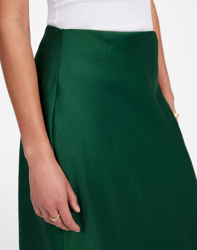 Satin Maxi Slip Skirt MALLARD GREEN