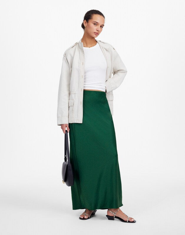Satin Maxi Slip Skirt MALLARD GREEN