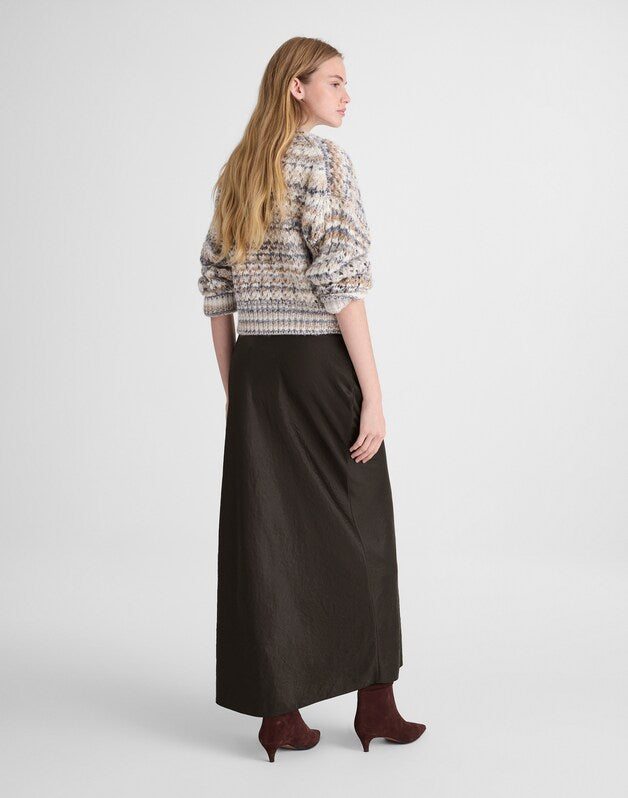 Satin Maxi Slip Skirt MIDNIGHT OLIVE