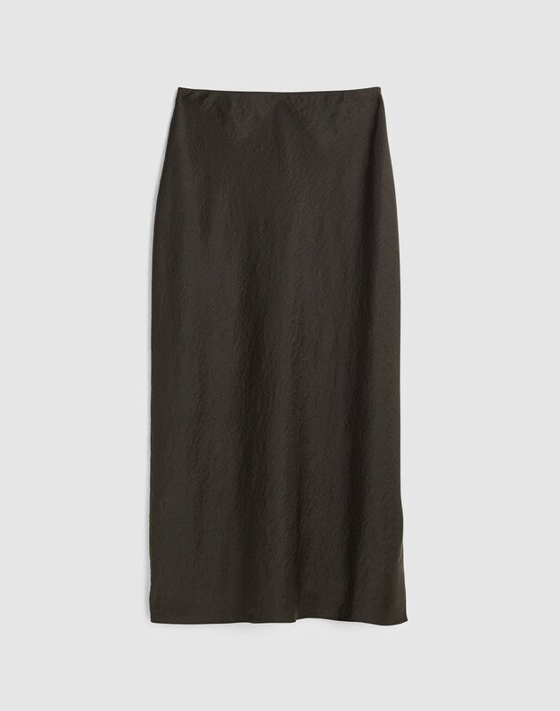 Satin Maxi Slip Skirt MIDNIGHT OLIVE
